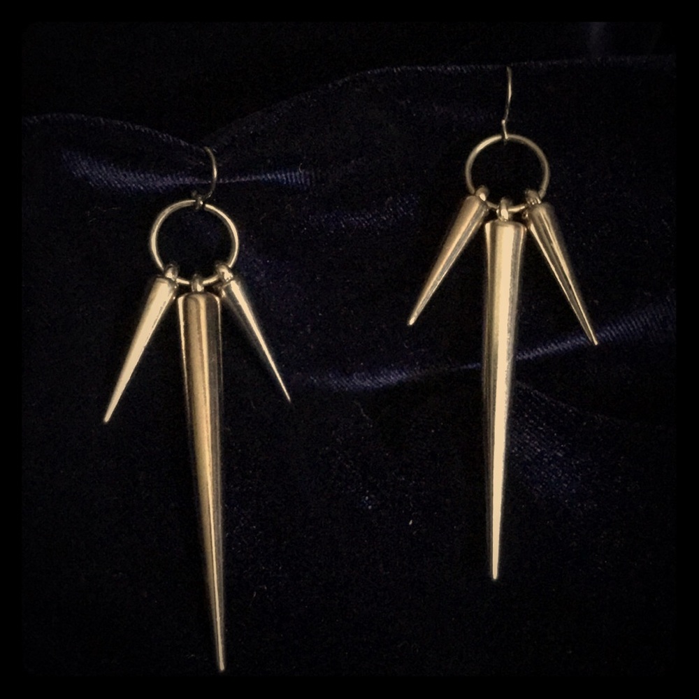 Modern drop gold tone earrings